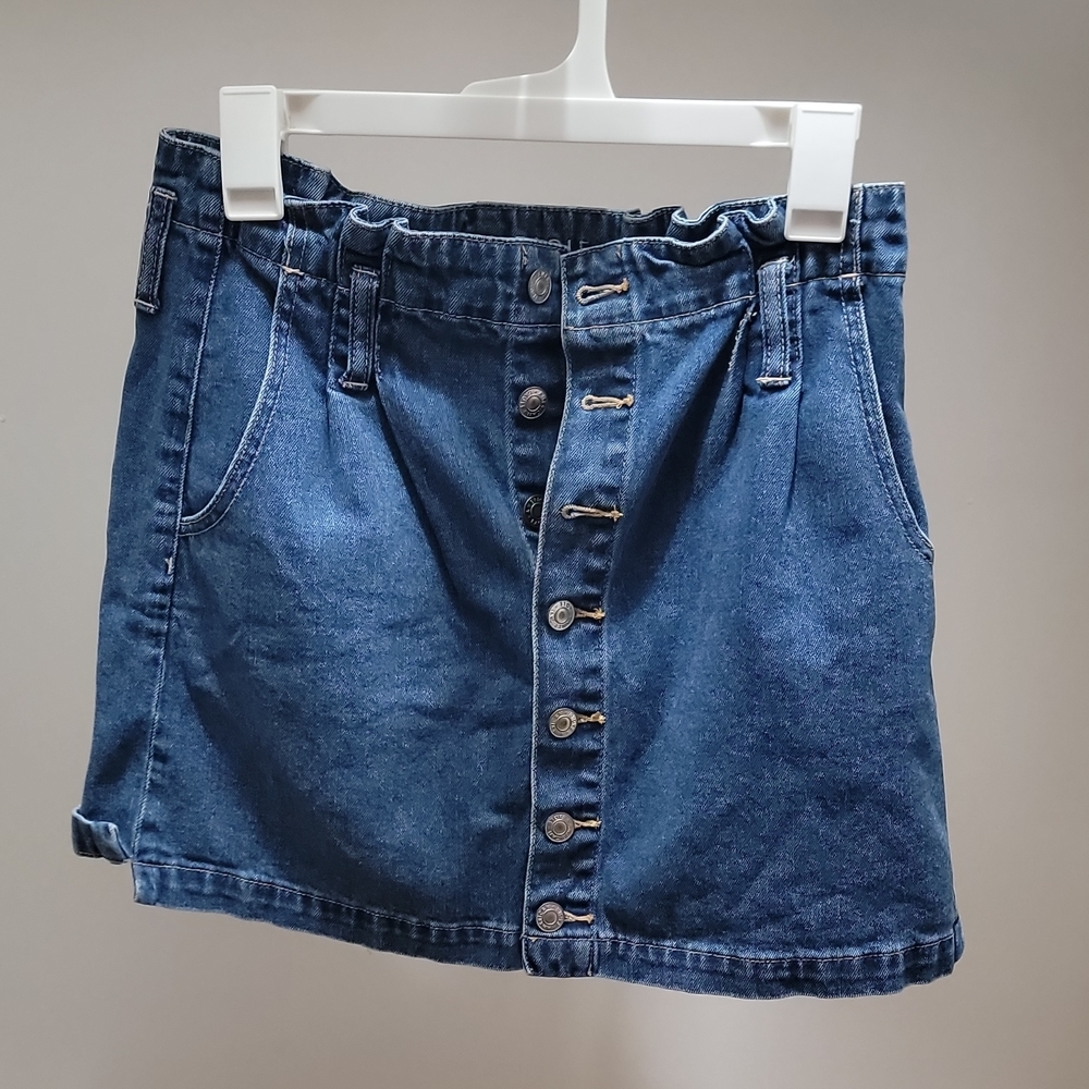 American Eagle Outfitters Dark Blue Button-Front Denim Mini Skirt